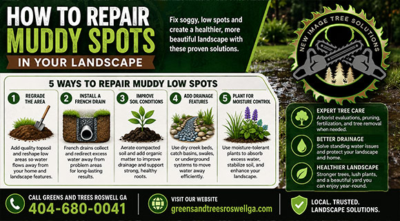 information about repairing muddy spots on your landscape