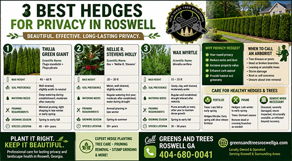 infographic best privacy hedges roswell georgia