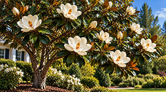 flowering trees for roswell georgia landscapes magnolia grandiflora